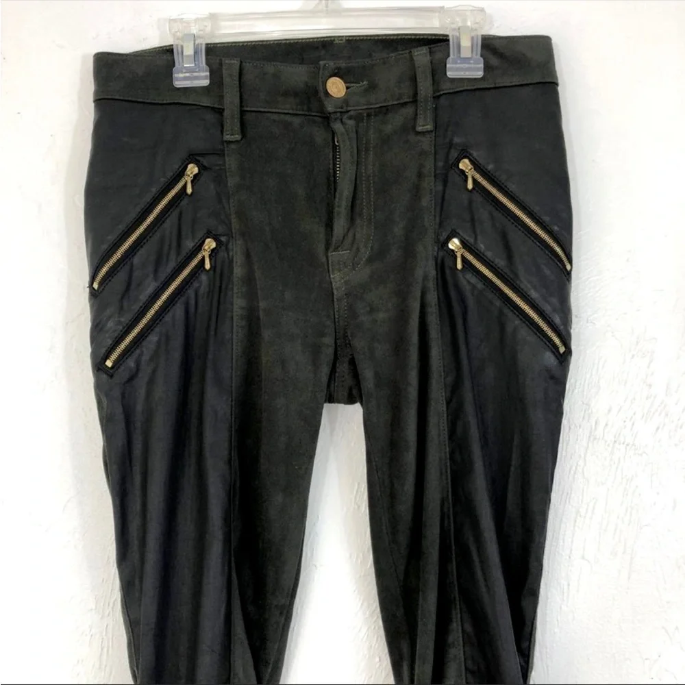 7 for all mankind faux leather & suede jegging pants - Picture 5 of 9